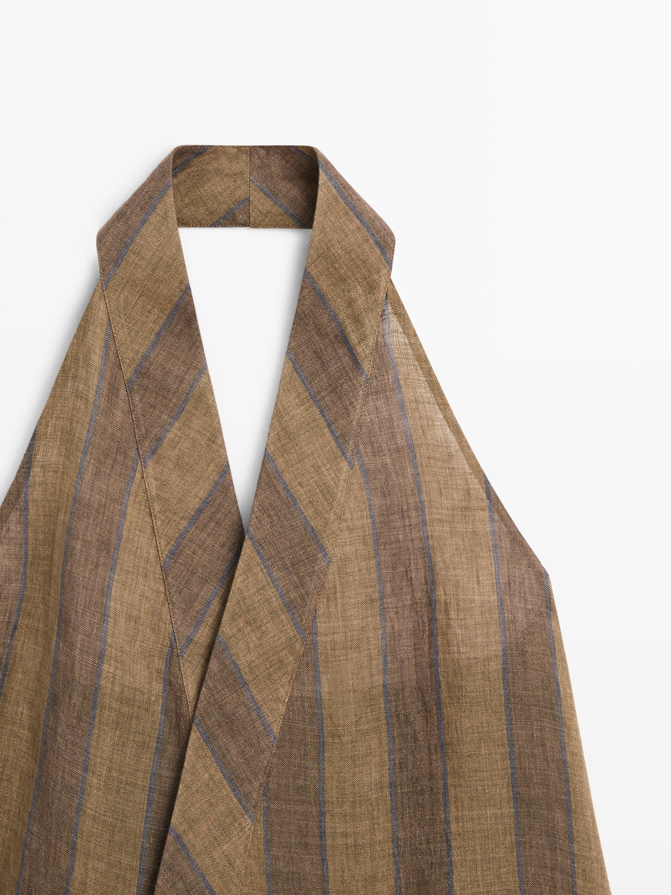 Printed waistcoat with crossover neckline